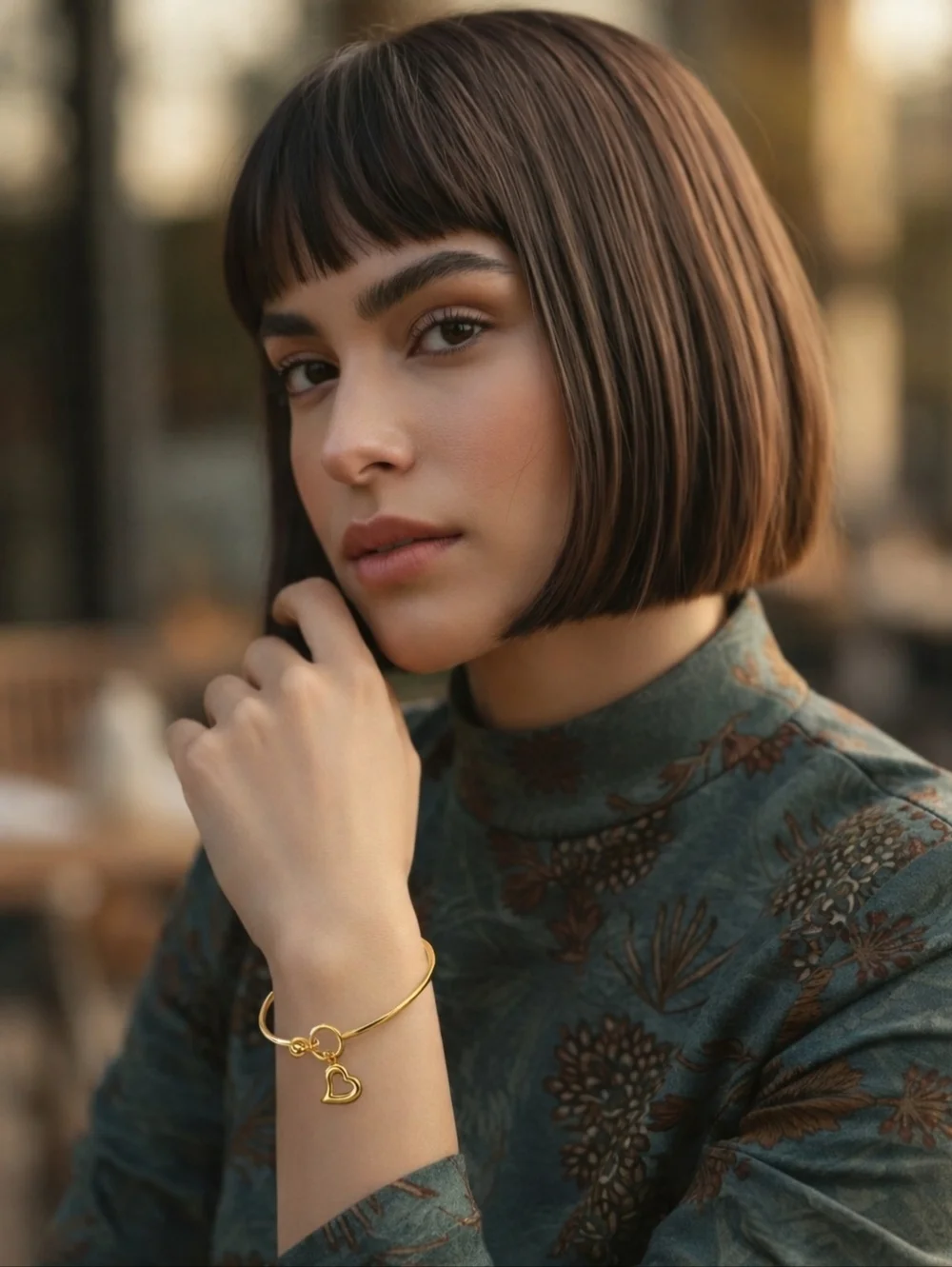 Hollow Heart Charm Bangle Dainty Bracelet 18K Gold Plated 316L Stainless Steel - Picture 7 of 11